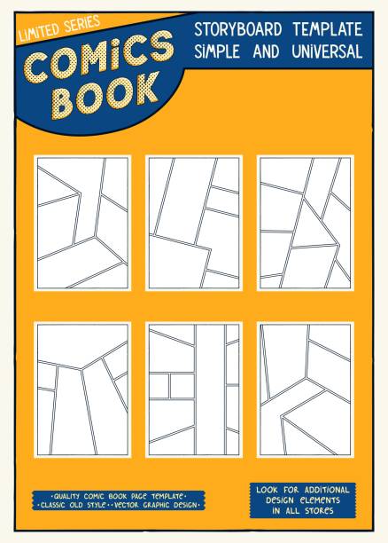 Set of comics storyboard templates. Blank A4 pages for design. Vector graphics Set of comics storyboard templates. Blank A4 pages for design. Vector illustration comic book page layout stock illustrations