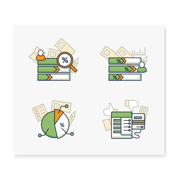 Election color icons set Election color icons set.Election machine, vote counting, voting poll. Choice, vote concept. Democracy. Parliamentary or presidential elections. Isolated vector illustrations counting votes stock illustrations