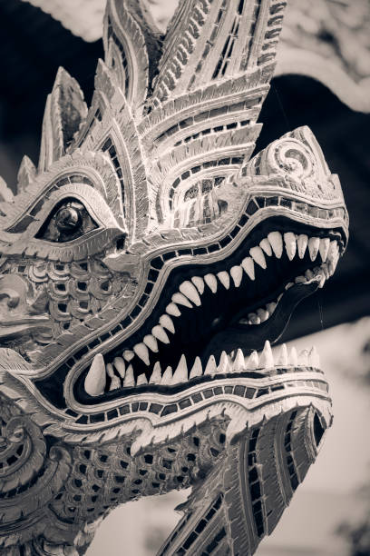 Wooden dragon temple statue In Thailand