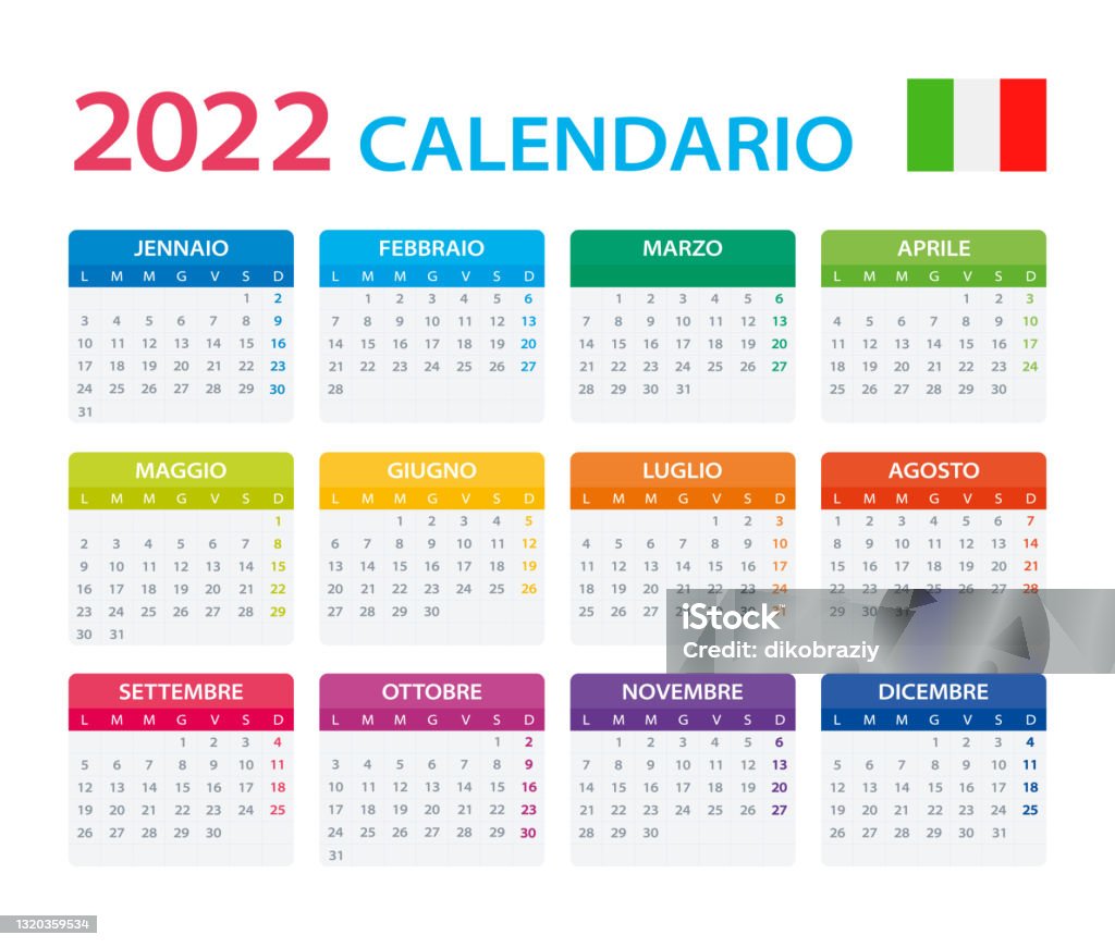 2022 Calendrier Italien Illustration Vectorielle Version Italienne 2022 Calendrier Italien Illustration Vectorielle Version Italienne