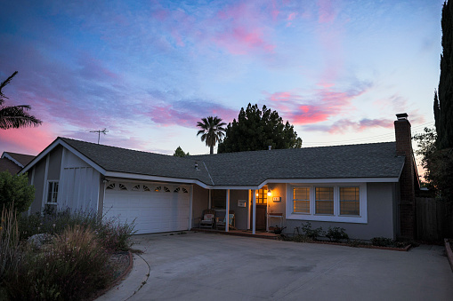 A Residential Home in Southern California at Twilight
