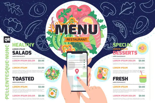 Vector illustration of Healthy Restaurant menu vector template