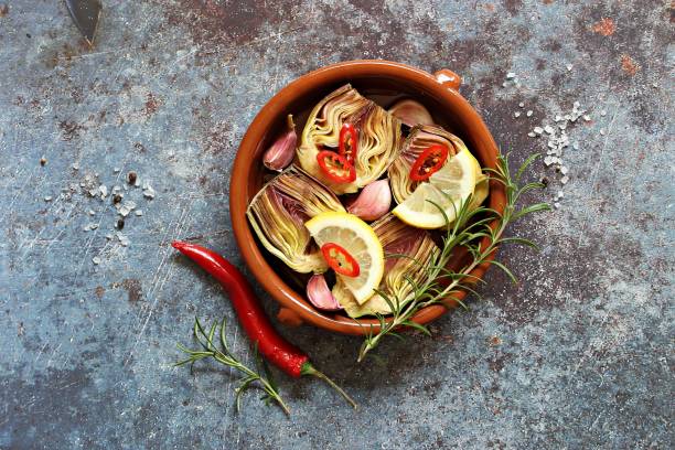 artichokes, vegetables and herbs