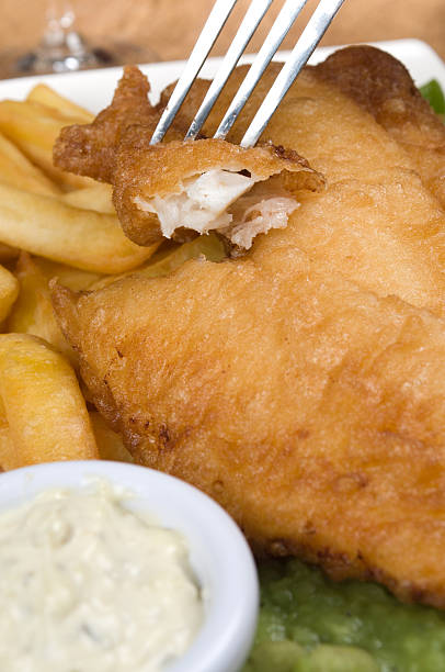 fish and chips stock photo