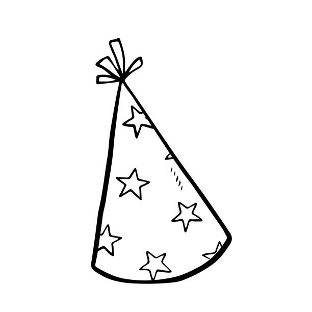 праздничная шляпа партии украшена звездами - hat conical stock illustrations