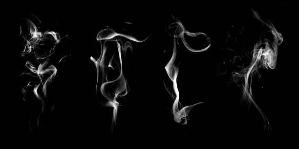 istock set of natural white smoke isolated on black background 1320374068