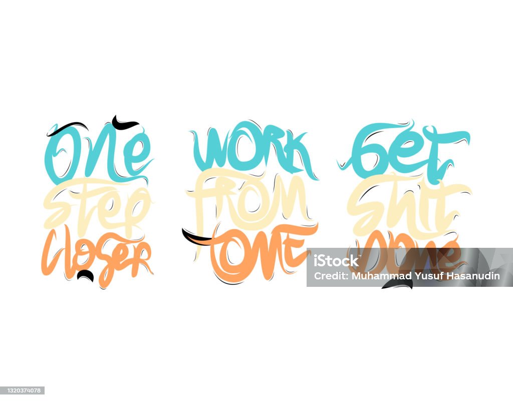 Work Text Lettering Colorful Set Lettering Text Colorful On White Background In Vector Illustration ...