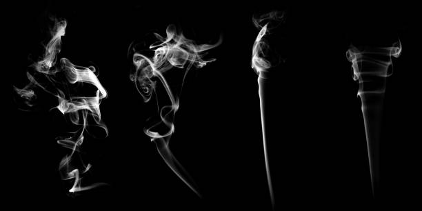 istock set of natural white smoke isolated on black background 1320374783