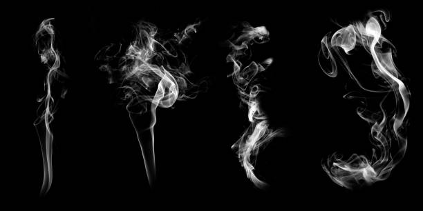 istock set of natural white smoke isolated on black background 1320374784