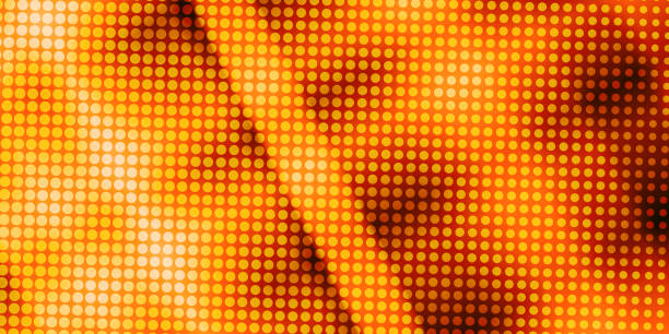 istock 90-s style. Creative illustration in halftone style with orange gradient. Abstract colorful geometric background.  Pattern for wallpaper, web page, textures 1320376467