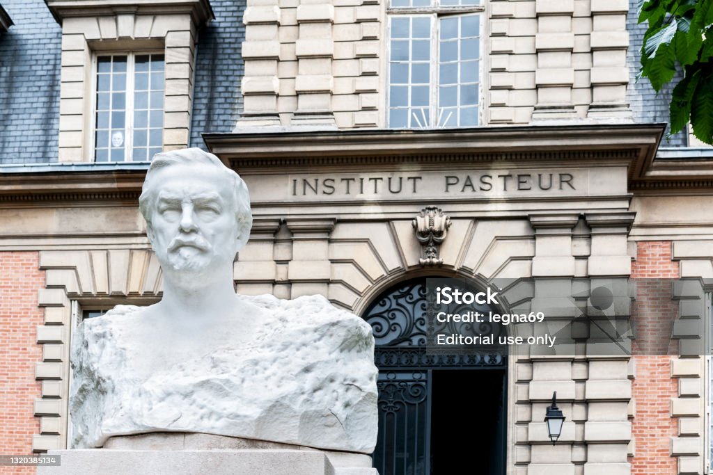 Pasteur bust in front of the Old building of the Pasteur institute in Paris The Pasteur Institute (Institut Pasteur) is a French non-profit private foundation dedicated to the study of biology, micro-organisms, diseases, and vaccines. It is named after Louis Pasteur, who made some of the greatest breakthroughs in modern medicine at the time, including pasteurization and vaccines for anthrax and rabies. The institute was founded in 1887. For over a century, the Institut Pasteur has been at the forefront of the battle against infectious disease. Since 2020, the Pasteur Institute has been working on research into the vaccine against the Covid-19 coronavirus.  The sculpture of Pasteur is from Naoum Aronson, made in 1923 in Paris for the Pasteur Institute.  Paris 15 th district / arrondissement,  in France. September 29, 2020. History Stock Photo
