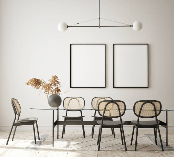 istock mock up poster frame in modern interior background, Minimalistic style, 3D render 1320385180