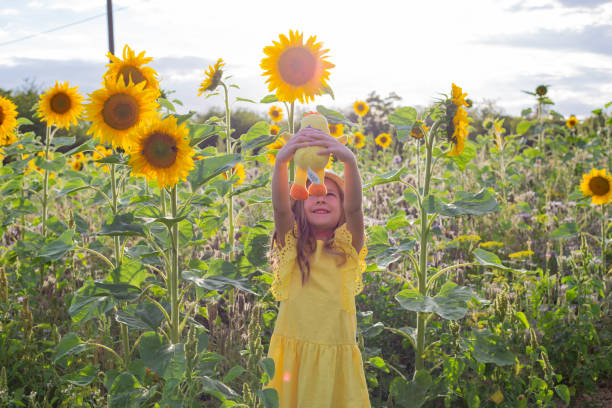 Happy Child in Natur, Happy Childhood, Sunflower