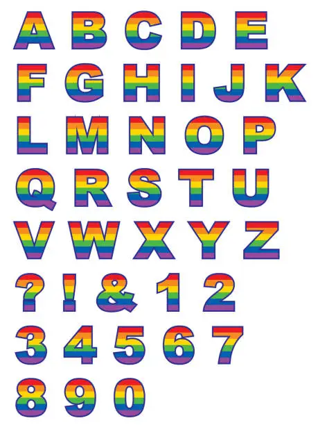 Vector illustration of Rainbow striped Alphabet