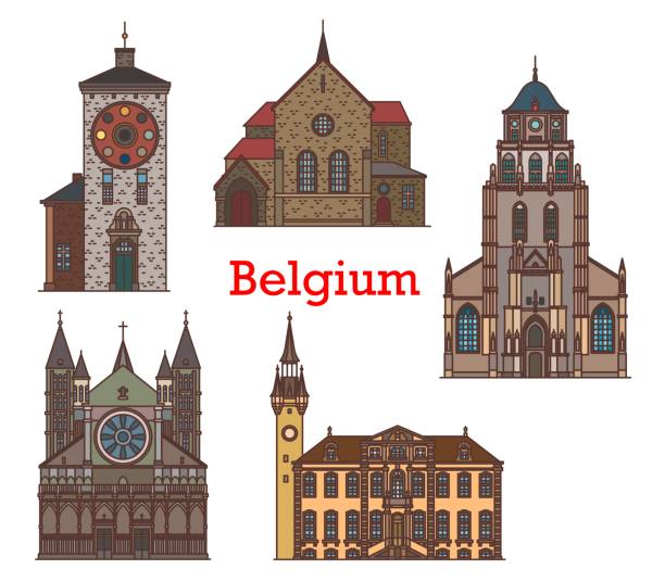 フランダース、リエのベルギーの建築のランドマーク - tournai点のイラスト素材／クリップアート素材／マンガ素材／アイコン素材