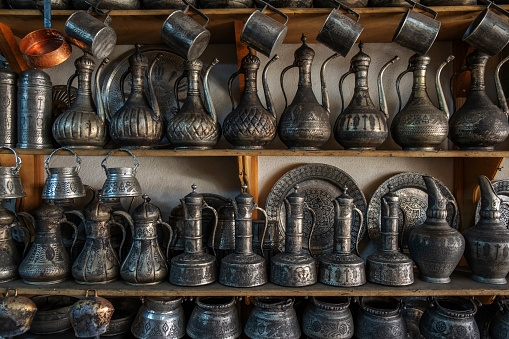 Copperwork at a bazaar in Turkey
