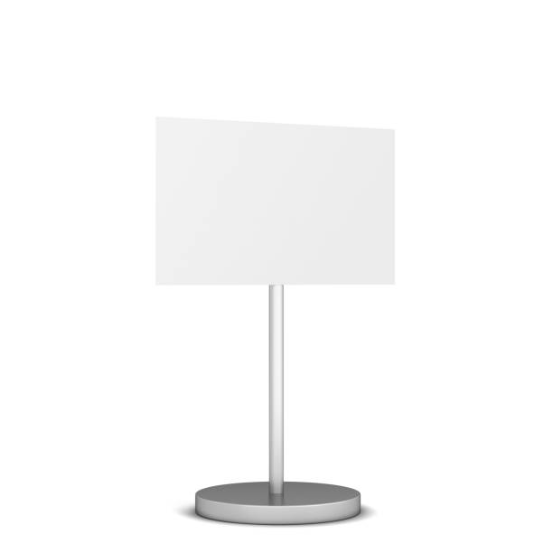 istock Blank sign on a metal pole stand mockup 1320407344