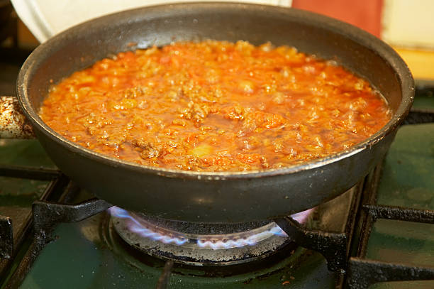 istock Curried minced beef on the hob 132040855
