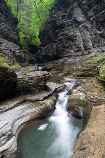 istock Waterfalls running through narrow gorge at Watkins Glen State Park 1320409899