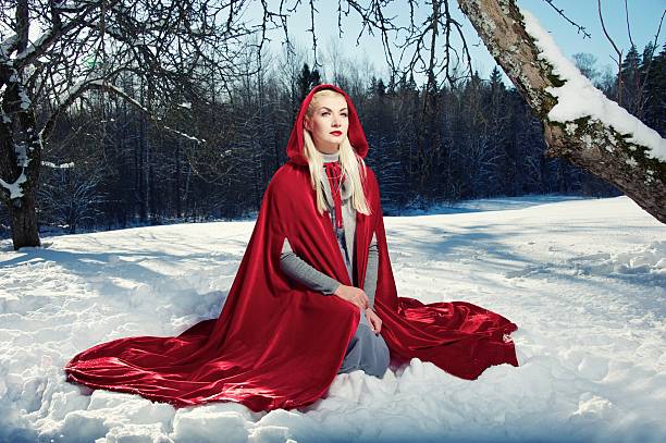 istock Red Hood sitting on a snow 132041025