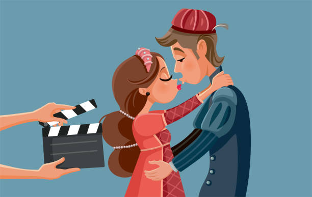 romeo und julia film adaption vektor illustration - schauspielerin stock-grafiken, -clipart, -cartoons und -symbole