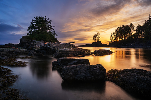 Botany Bay in Port Renfrew a popular recreational area by the pacific ocean on the west coast of Vancouver Island.