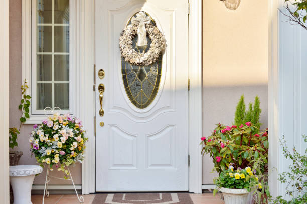 istock Door decorated with small plants 1320428425