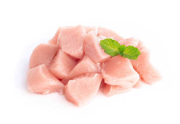 istock Top view, Raw chicken breast isolated on white background, ingredient for make cooking 1320429418