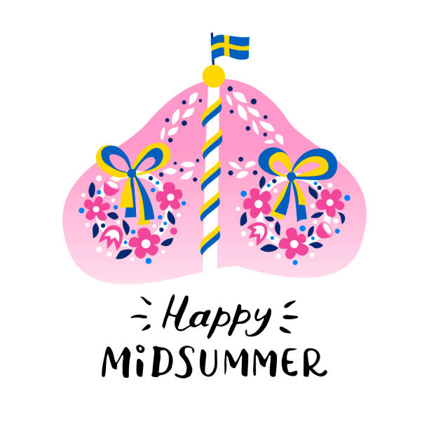 Happy Midsummer vector illustration EPS 10. Happy Midsummer swedish handwritten lettering quote. Vector illustration EPS 10. swedish summer stock illustrations