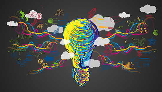Light bulb Idea. plan think analyze creative startup business. illustration Creativity modern Concept Vector.