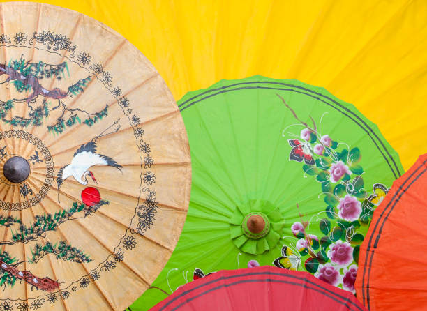 Colorful paper umbrella background