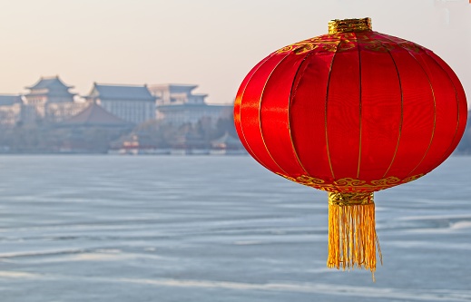 Traditional Chinese red lantern on traditional environment.