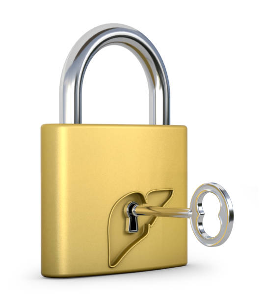 istock The engraved liver shape on a golden lock with a key. Safety concept. 3d illustration. 1320439588