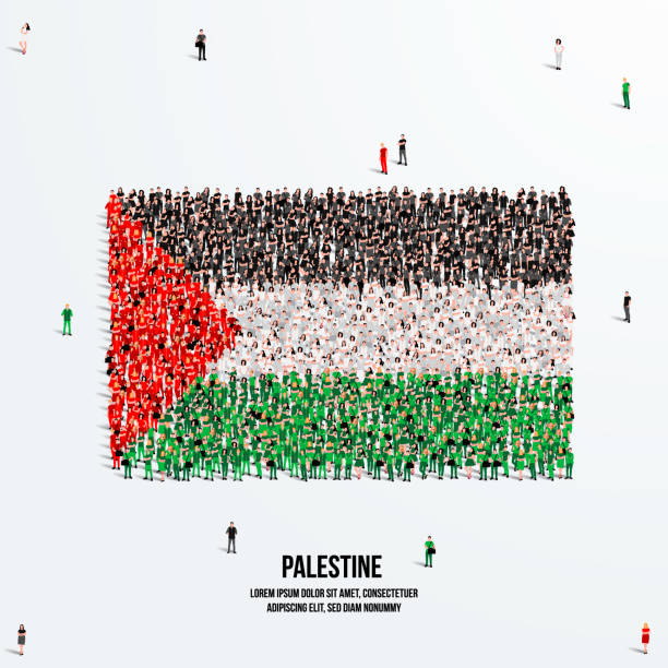 Palestine Flag. A large group of people form to create the shape of the Palestine flag. Vector Illustration. Palestine Flag. A large group of people form to create the shape of the Palestine flag. Vector Illustration. palestinian flag stock illustrations