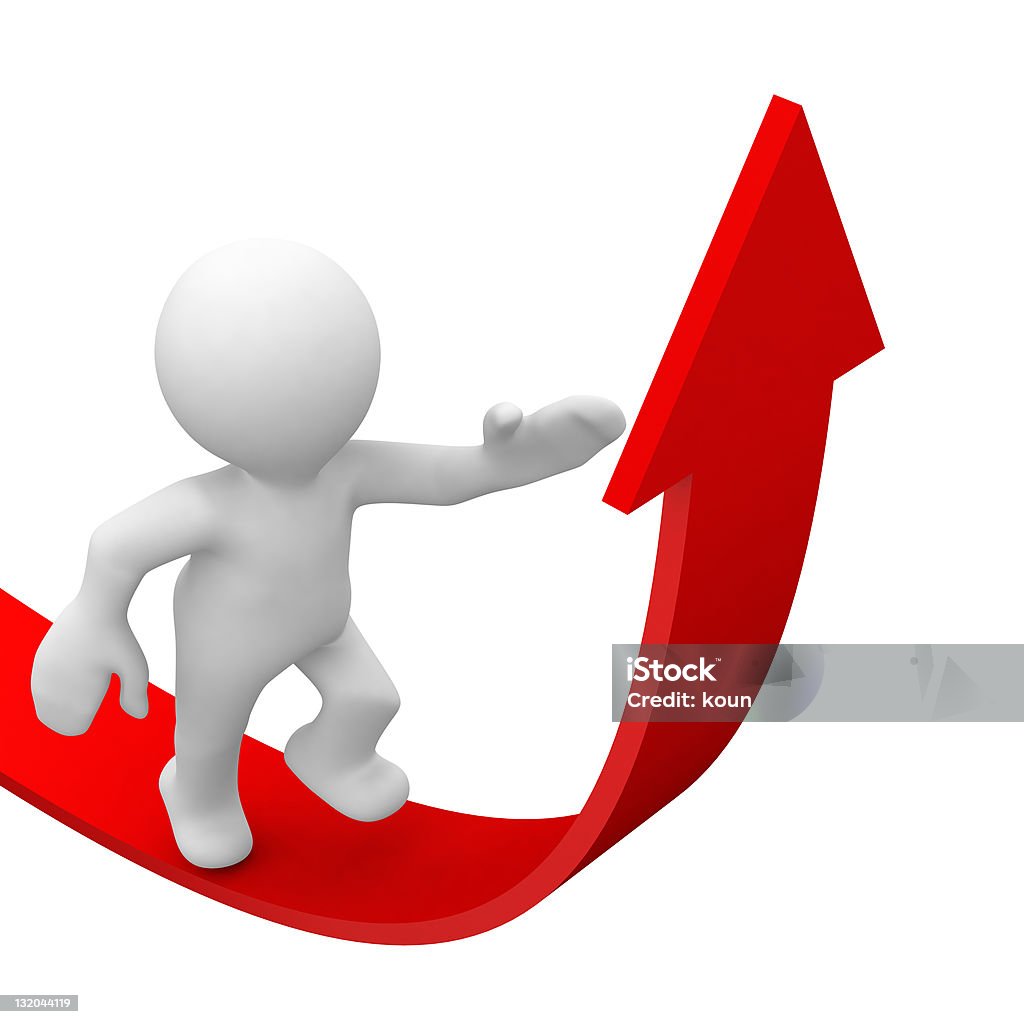 success 3d human climb in a red arrow for success Abstract Stock Photo