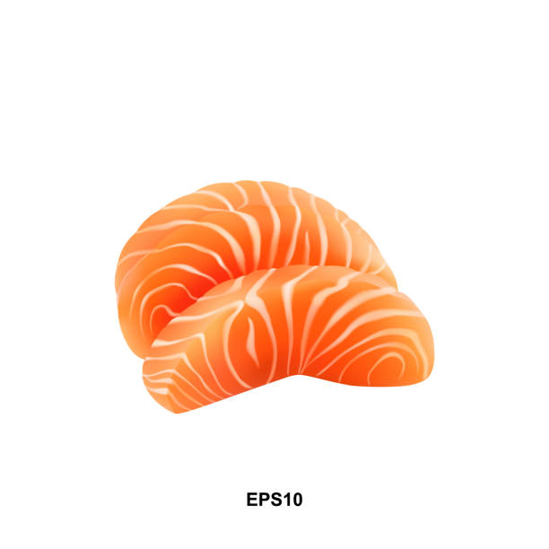 istock Realistic Vector Illustration of Sliced Salmon Fillet 1320441629
