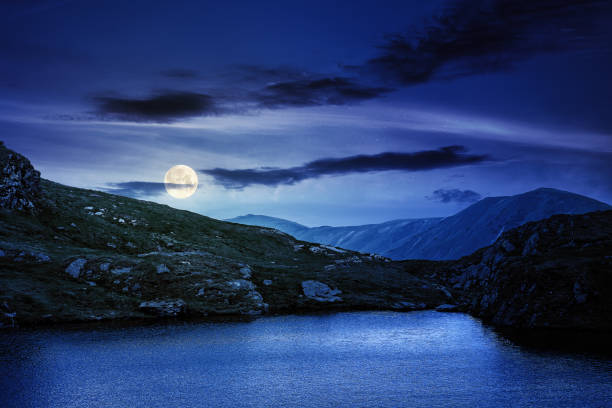 istock summer landscape with lake at night 1320444906