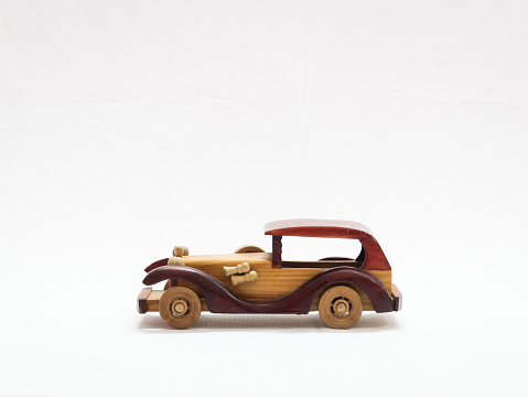 wooden made retro style car model of a vintage car
