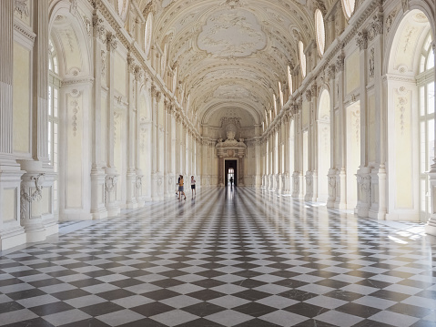 Venaria, Italy - Circa August 2018: Galleria Grande aka Galleria di Diana (meaning Great Gallery or Diana Gallery) at Reggia di Venaria