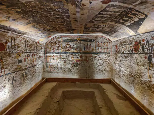 Inside the Egyptian Pharaoh tomb in the Valley of the Kings, Thebes, Luxor, Egypt
