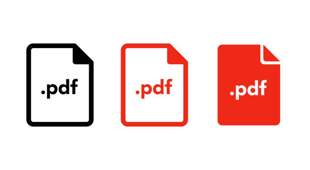 набор значков формата файла pdf-документа - компьютерный файл stock illustrations
