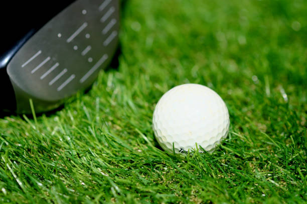 istock Golf ball and driver on the lawn 1320454556