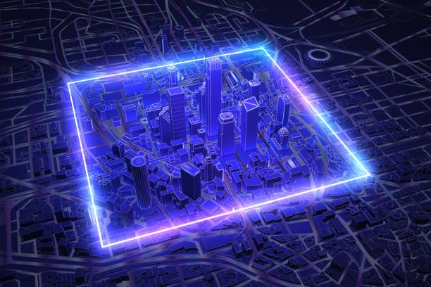istock neon square over dark city aerial view 1320455959