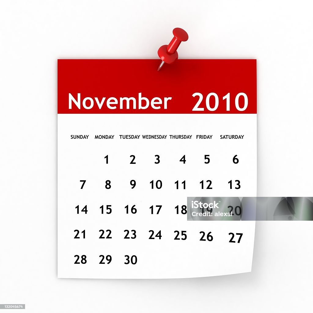 Novembre 2010-Calendario serie - Foto stock royalty-free di 2010