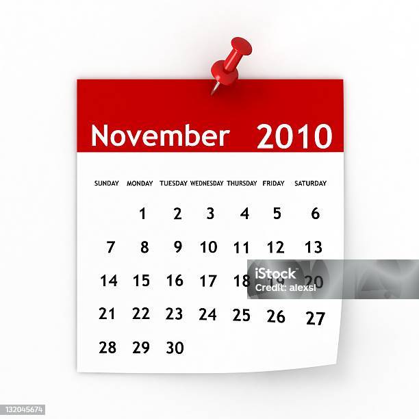 Novembre 2010calendario Serie - Fotografie stock e altre immagini di 2010 - 2010, Calendario, Forma