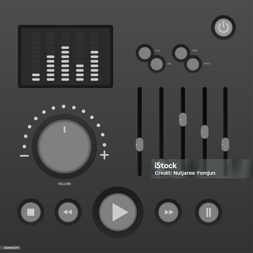 Audio Button Layout Vector Media Player Interface Template Buttons Player Power Audio ...