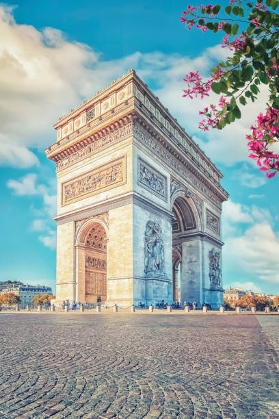 Architecture in Paris View of the Arch of Triumph from the street in Paris basilica photos stock pictures, royalty-free photos & images