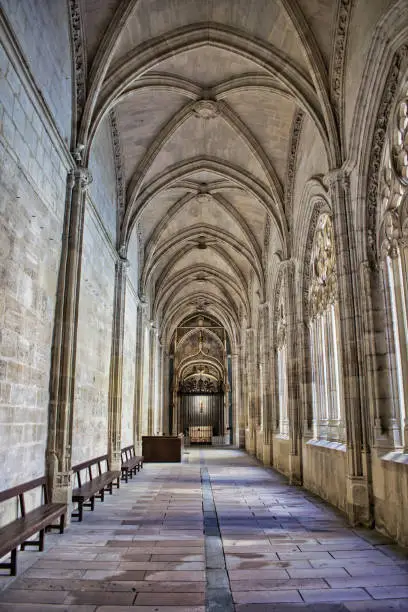 Gothic cathedral cloister corridor of Segovia, Spain