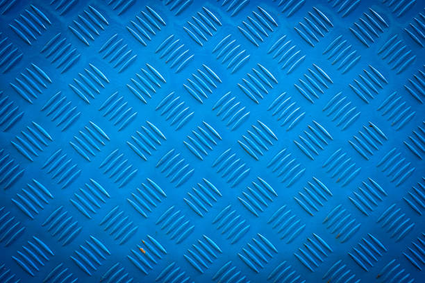 texture della piastra diamanta in acciaio arrugginito - tiled floor dirty blue wall foto e immagini stock