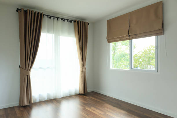 istock Curtain window interior decoration in living room 1320466074